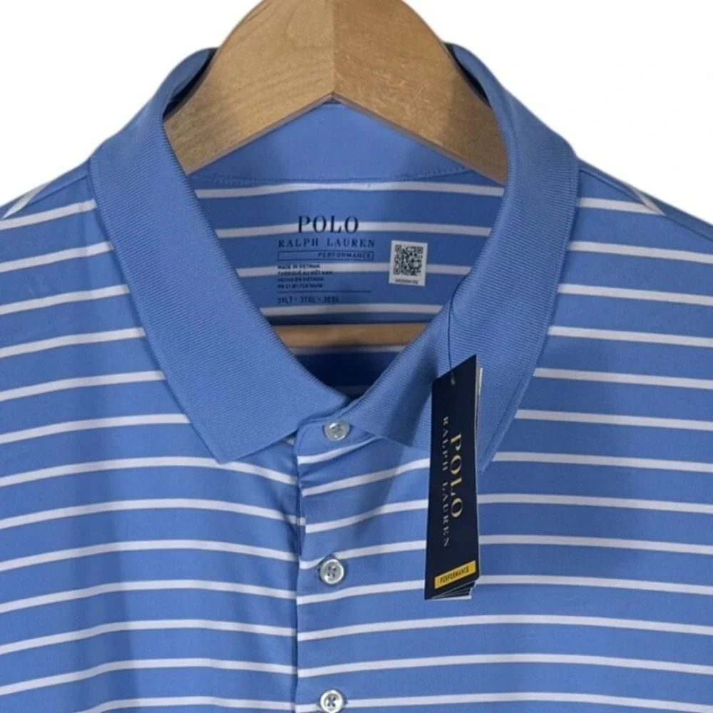 Polo Ralph Lauren Performance Striped Golf Polo Shirt Mens 3XLT Blue White NWT